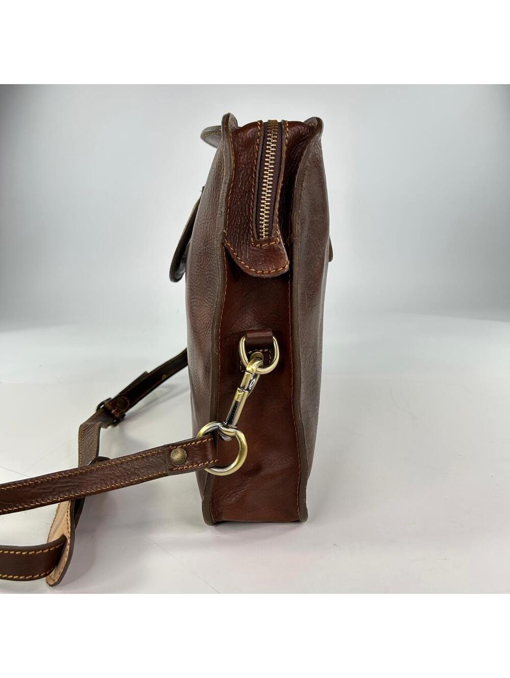 Firenze Giani Handmade Leather Briefcase Brown Made In Italy Shoulder Strap Bags - Picture 3 of 12
